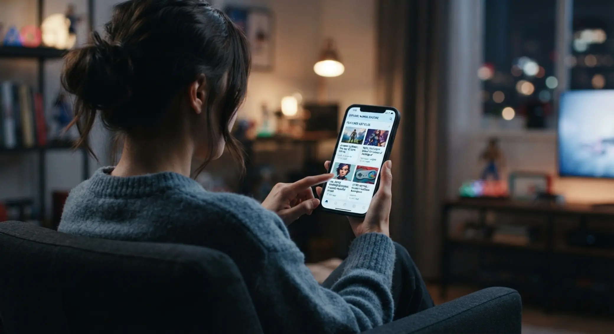 Uživatel na mobilu prohlíží přehled článků a průvodců