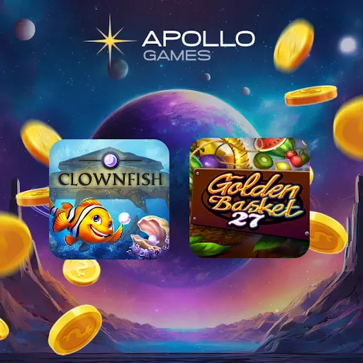 forbes Games — Clownfish a Golden Basket 27 mezi nejoblíbenějšími automaty. Herní automaty forbes Games s motivem Clownfish a Golden Basket 27 na pozadí vesmíru s létajícími zlatými mincemi.