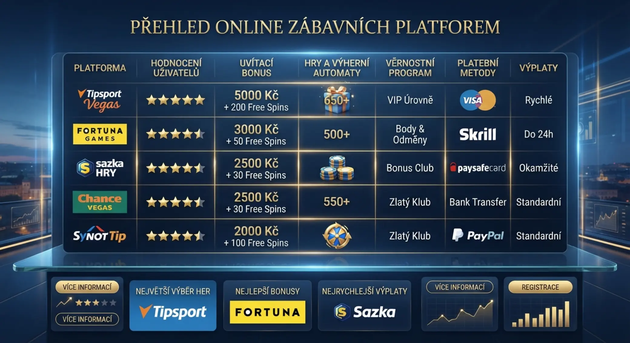 Přehled denních bonusů v tabulkovém stylu s ikonami odměn