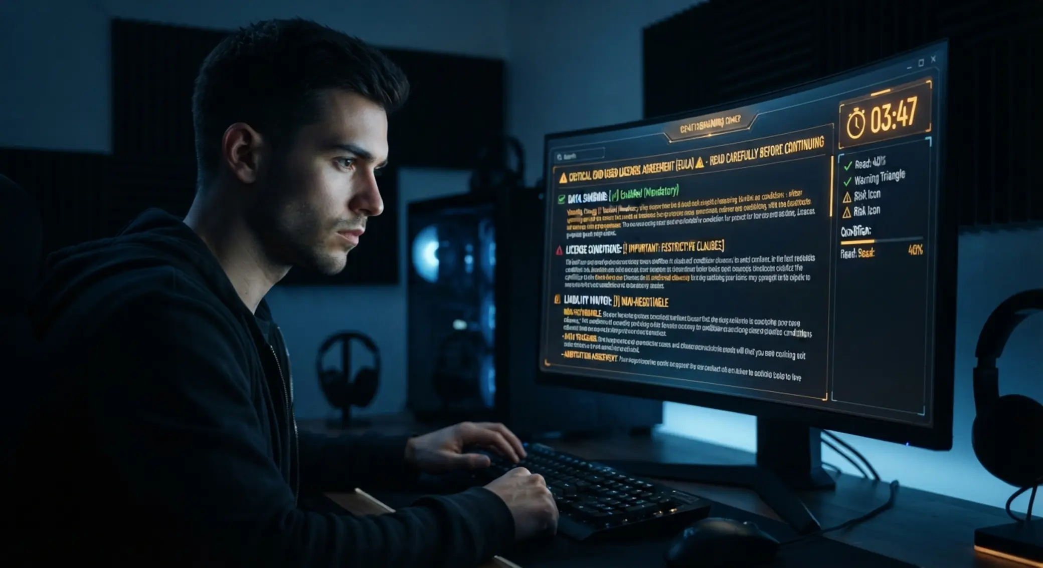 Hráč čte podmínky bonusu s ikonami času a pravidel