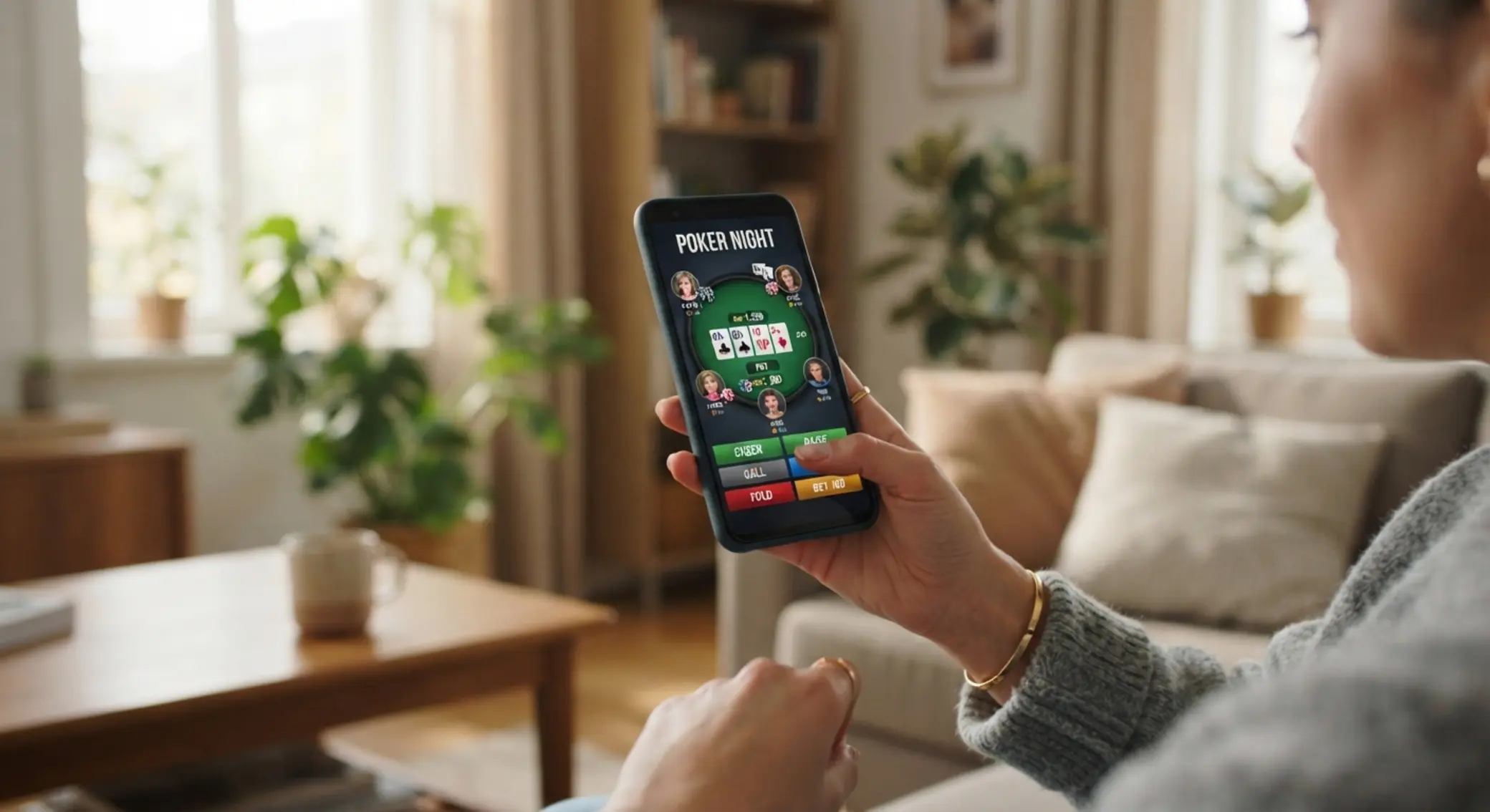Hraní online pokeru na mobilním telefonu v domácím prostředí