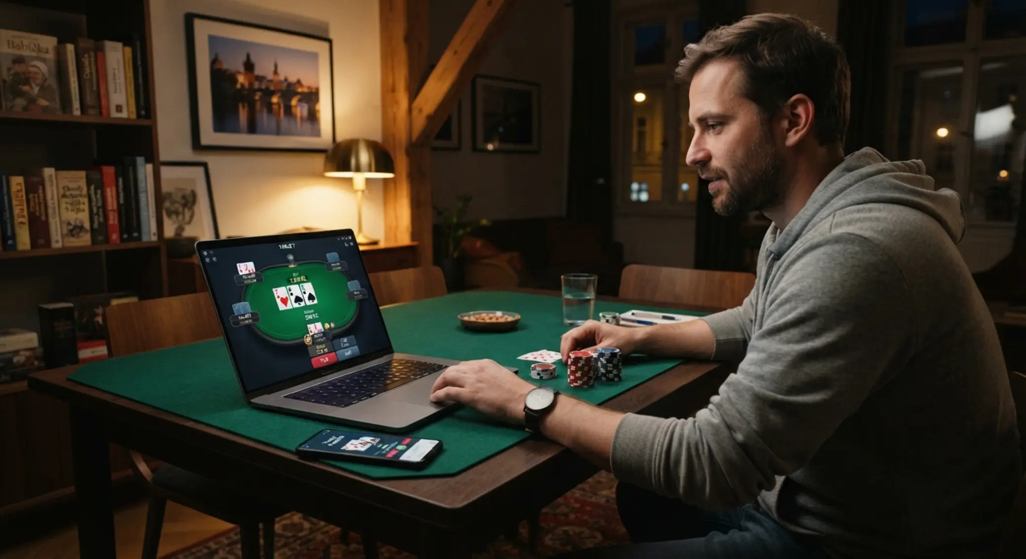 Online poker na notebooku a mobilu v domácím prostředí