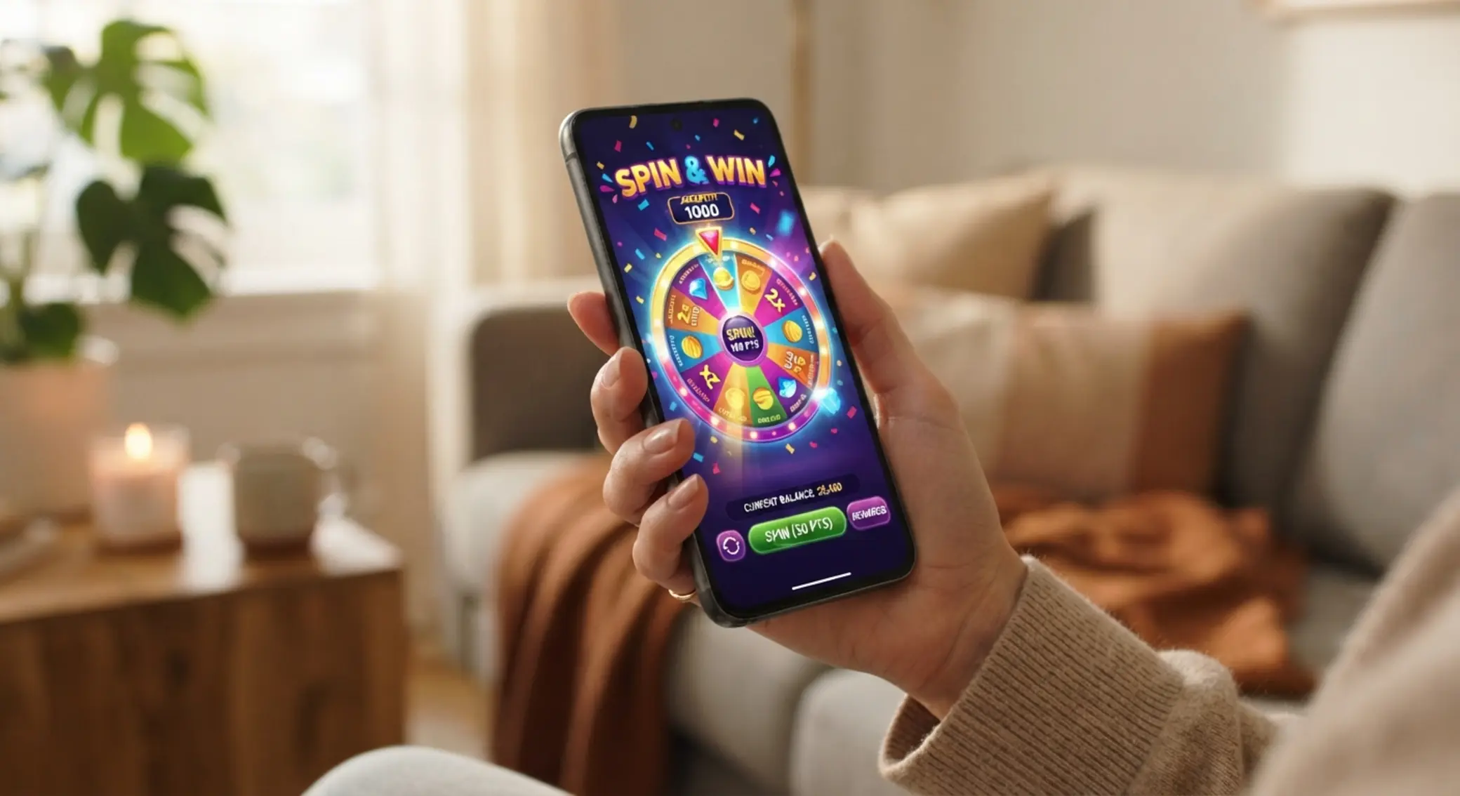 Smartphone s otevřenou online hrou v ruce
