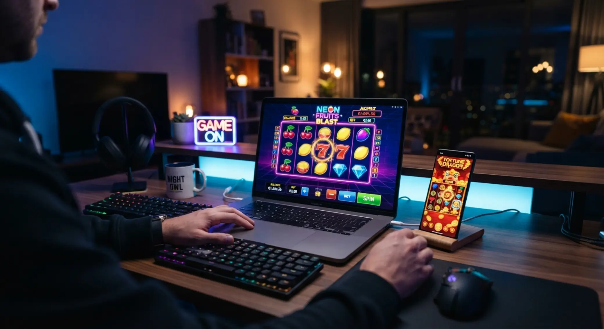 Výběr online slotů na notebooku a mobilu